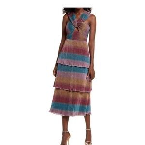 SAYLOR Multicolor Tiered Midi Dress